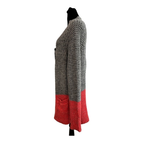 Line & Dot Chunky Knit Colorblock Open Front Oversize Cardigan Women's Small - Picture 4 of 11